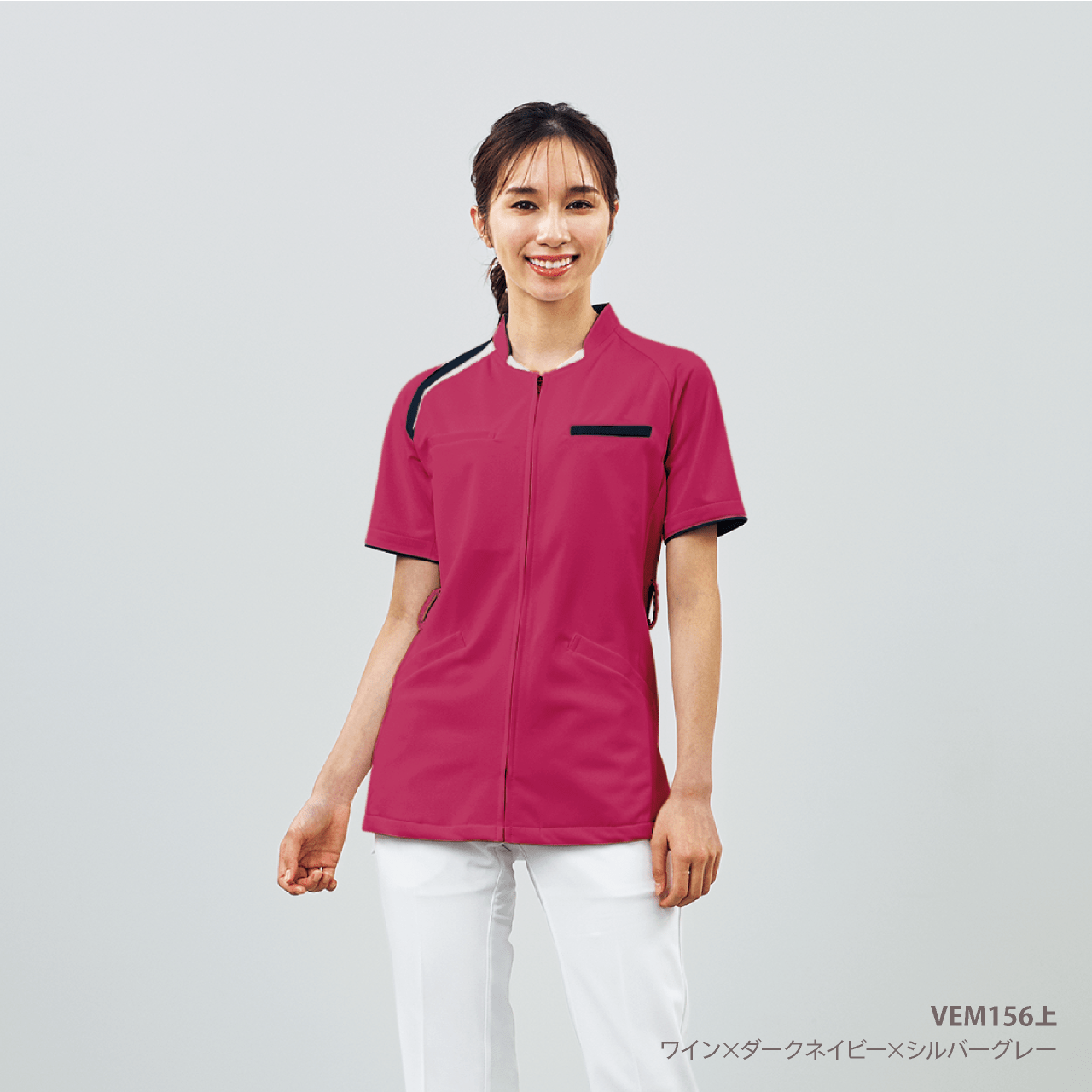 VEM156 上 ワイン×ダークネイビー×シルバーグレー