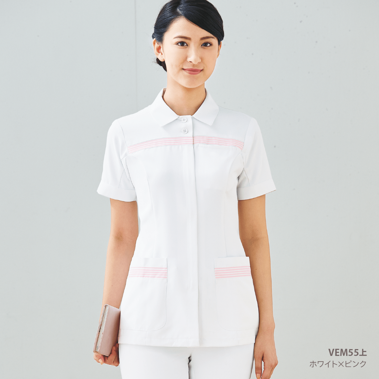 チュニック VEM55 上 ホワイト×ピンク